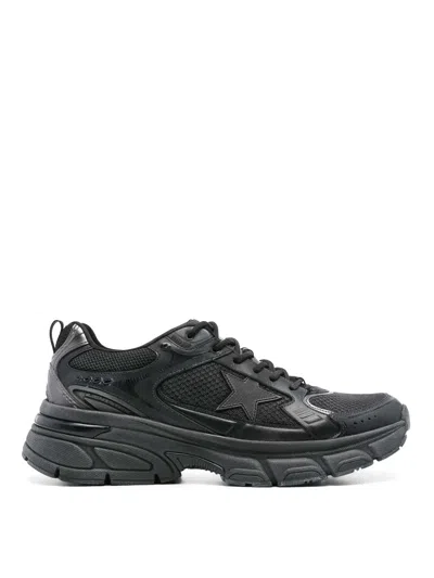 Golden Goose Lightstar Net And Leather Upper Tpu Star Net Heel And Spur In Negro