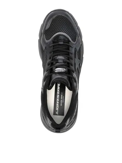 Golden Goose Lightstar Net And Leather Upper Tpu Star Net Heel And Spur In Negro