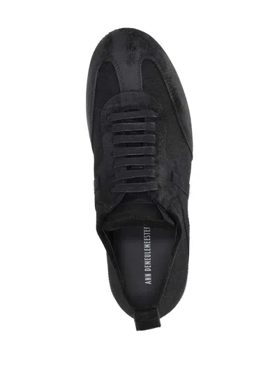 Ann Demeulemeester Suede Finish Sneakers Rubber Sole In Negro