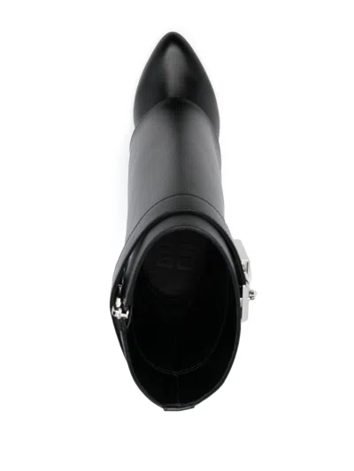 Givenchy Shark Lock Biker Ankle Boots In Leather And Shearling In Negro