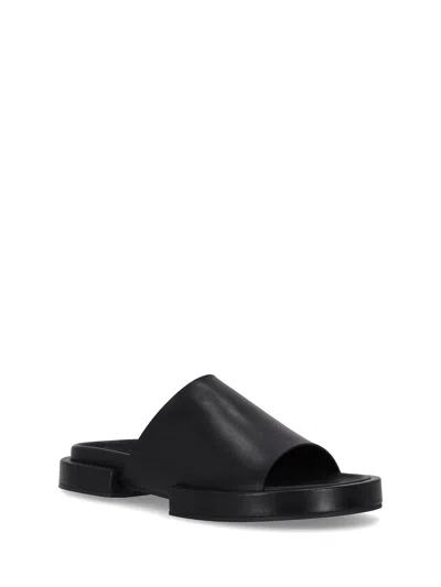 Ann Demeulemeester Emmanuel Wide Strap Leather Slippers In Black