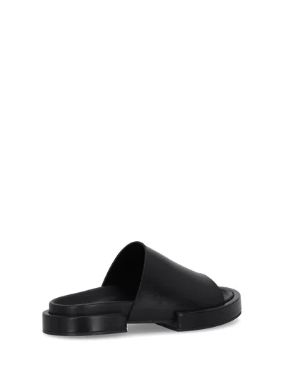 Ann Demeulemeester Emmanuel Wide Strap Leather Slippers In Black