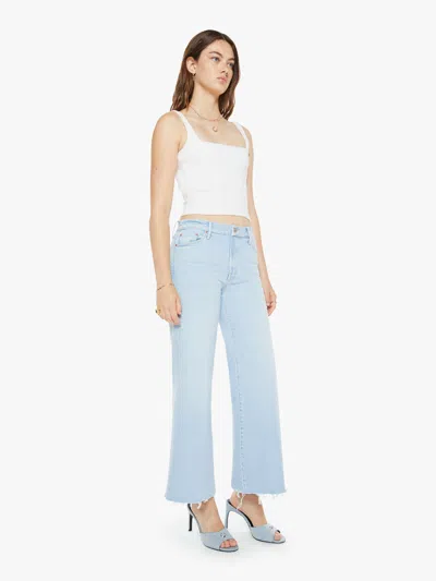 Mother Womens The Roller Sneak Wide-leg Mid-rise Stretch Denim-blend Jeans Balls In Your Court In Blue