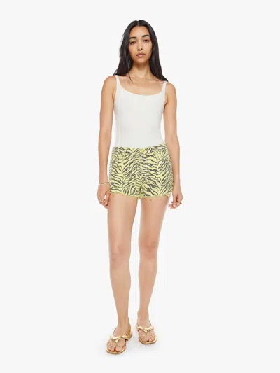 Mother The Rocky Tomcat Kick Fray High Rise Denim Shorts In Yellow
