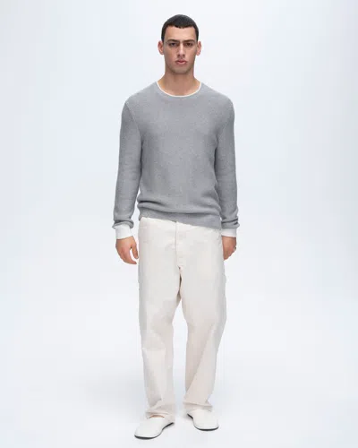 Atm Anthony Thomas Melillo Cotton Cashmere Colorblock Crew Neck Sweater In Heather Shark-chalk