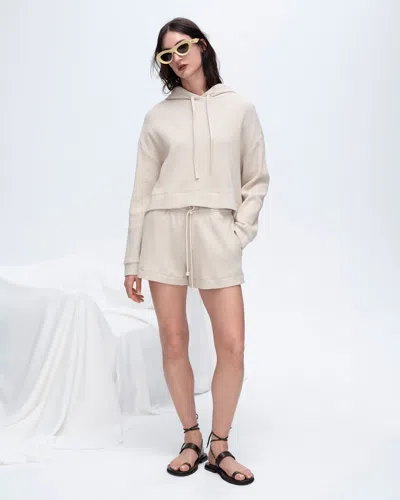 Atm Anthony Thomas Melillo Slub Jersey Waffle Long Sleeve Boxy Hoodie In Neutral