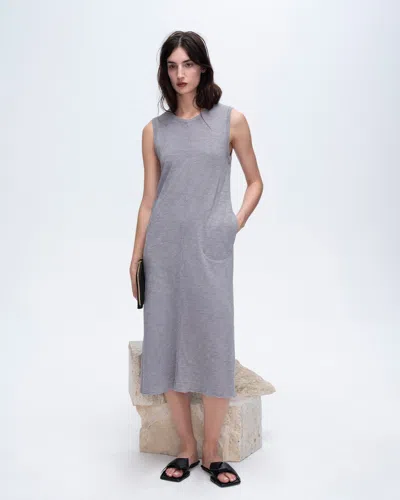 Atm Anthony Thomas Melillo Slub Jersey Chroma Wash Sleeveless Crew Neck Midi Dress In Shark