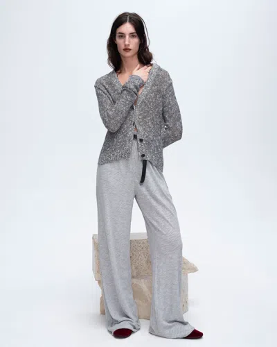 Atm Anthony Thomas Melillo Cotton Blend Rib Detail Cardigan In Black Marl