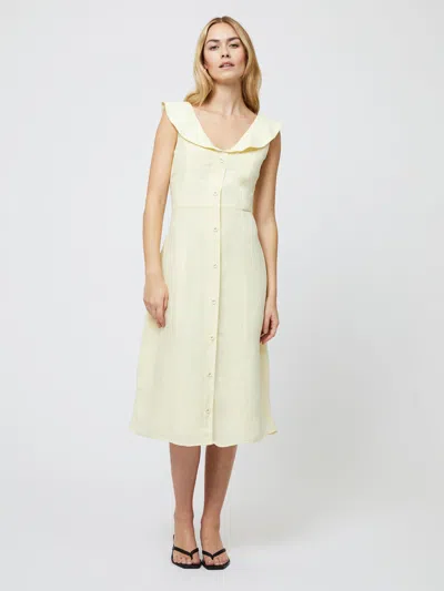French Connection Birdie Peter Pan Collar Linen Blend Dress In Yellow