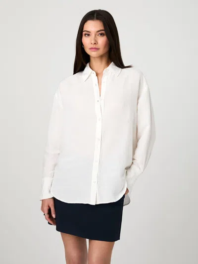 French Connection Birdie Oversize Linen Blend Button-up Shirt In White