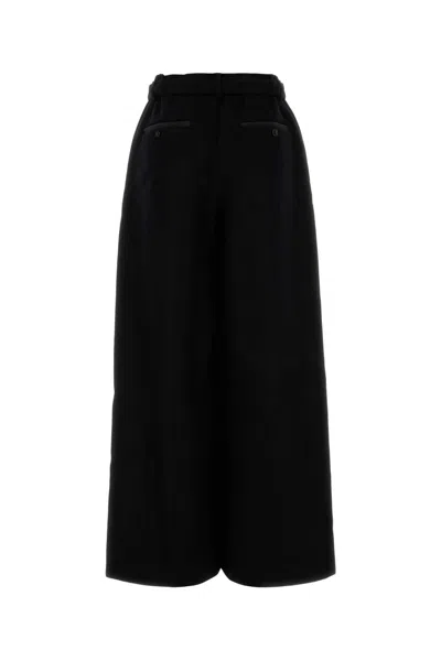 Sacai Wide-leg Wool Trousers With Belted Waist