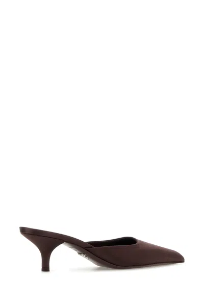 Prada Mule With Stiletto Heel And Pointed Toe In Black