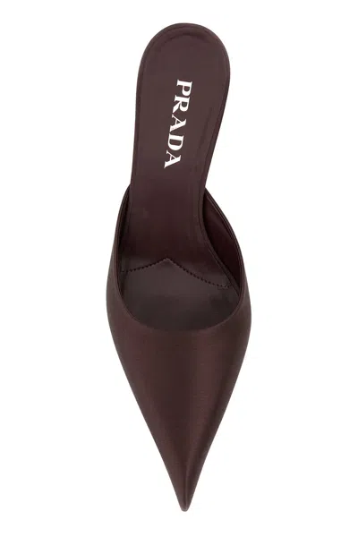 Prada Mule With Stiletto Heel And Pointed Toe In Black