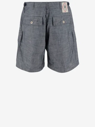 C.p. Company Chambray Cargo Shorts With Adjustable Waist