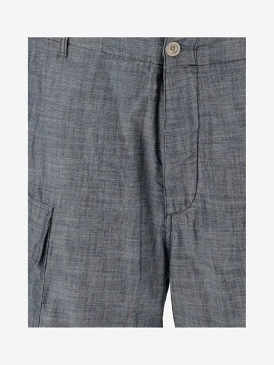 C.p. Company Chambray Cargo Shorts With Adjustable Waist