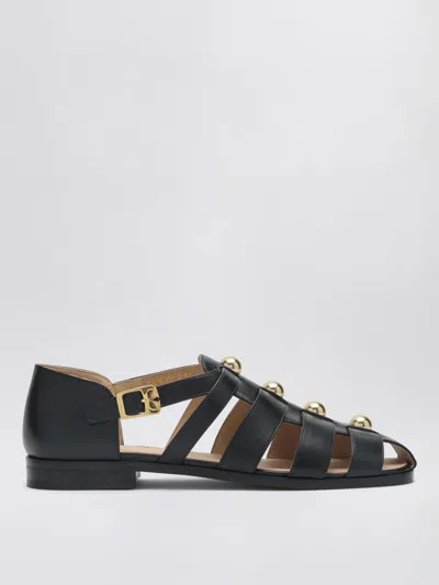 Valentino Leather Sandals In Black