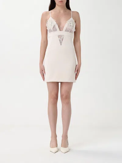 Elisabetta Franchi Floral-appliqué Dress In Butter