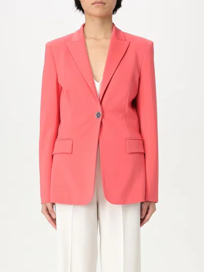 Pinko Single-breasted Scuba Jacket With Peaked Lapels In Coral