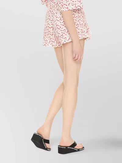 Msgm Cotton Shorts With Floral Print And Ruffle Detailing