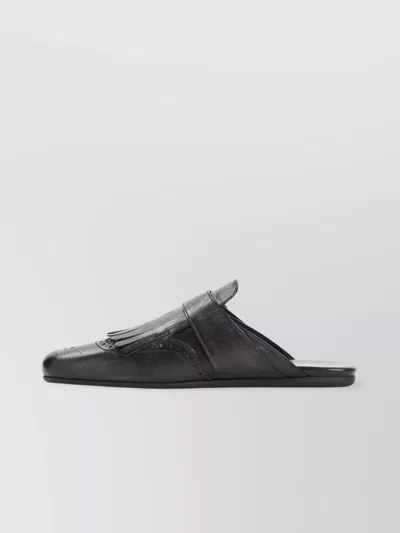 Prada Calf Leather Buckle Mules