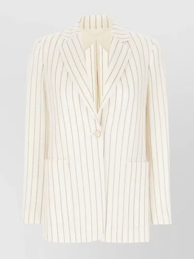Max Mara Embroidered Stripes Cotton Blend Blazer