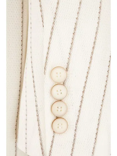 Max Mara Embroidered Stripes Cotton Blend Blazer