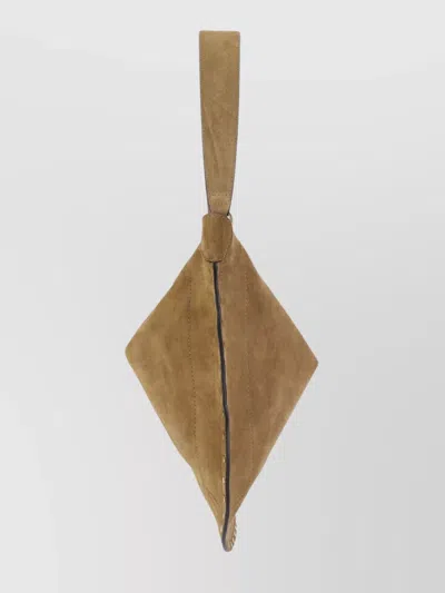 Isabel Marant Oskan Hobo Beige Shoulder Bag With Studs Trim In Suede Woman In Brown