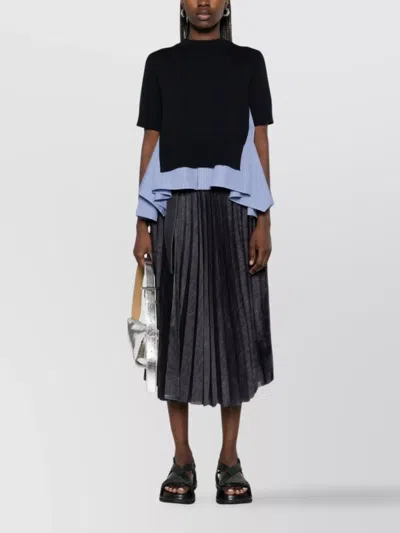 Sacai Women's Denim Mix Pleat Skirt In Black