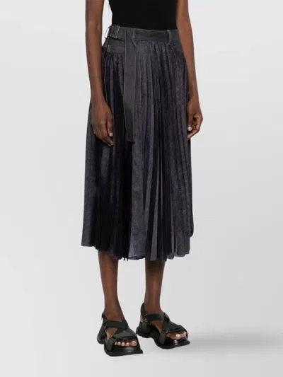 Sacai Women's Denim Mix Pleat Skirt In Black