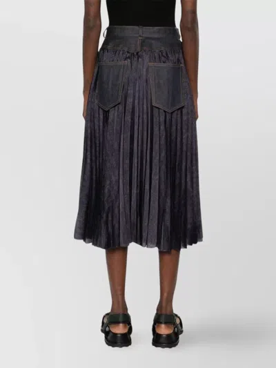 Sacai Women's Denim Mix Pleat Skirt In Black