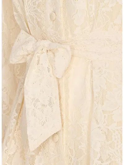 Zimmermann Waist Belt Lace Detail Mini Dress In White