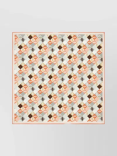 Fendi Selleria Print Square Scarf With Hemmed Edges