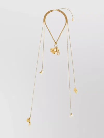 Chloé Shells Scarf Necklace Layered Pearl Pendant