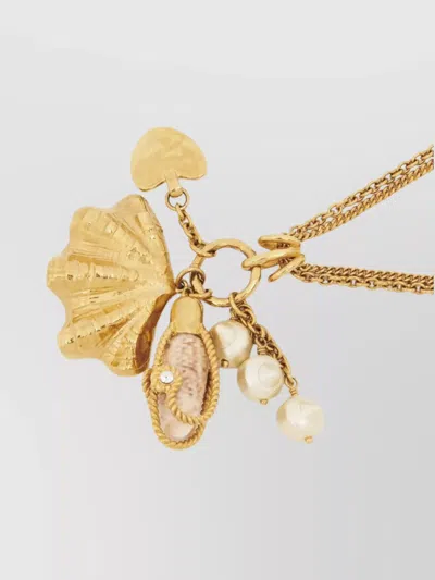 Chloé Shells Scarf Necklace Layered Pearl Pendant