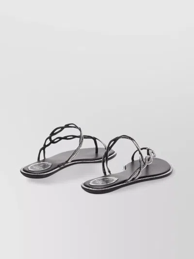 René Caovilla Rene Caovilla Black Flat Braid Sandal 10