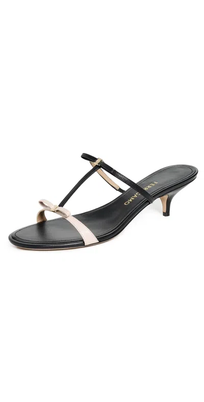 Ferragamo Kitten-heel Sandals With Bow T-strap In Multi