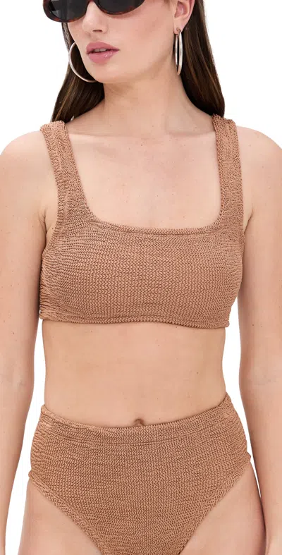 Hunza G Xandra Bikini Top Metallic Cocoa In Metallic Cocoa