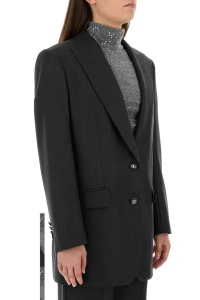 Dolce & Gabbana Graphite Wool Blazer In Black