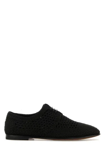 Dolce & Gabbana Black Woven Fabric Derby