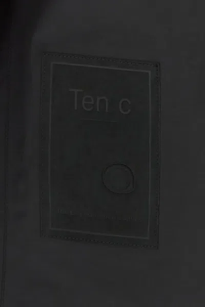 Ten C Black Nylon Blend Bonded Shirt