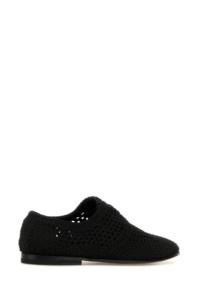 Dolce & Gabbana Black Woven Fabric Derby
