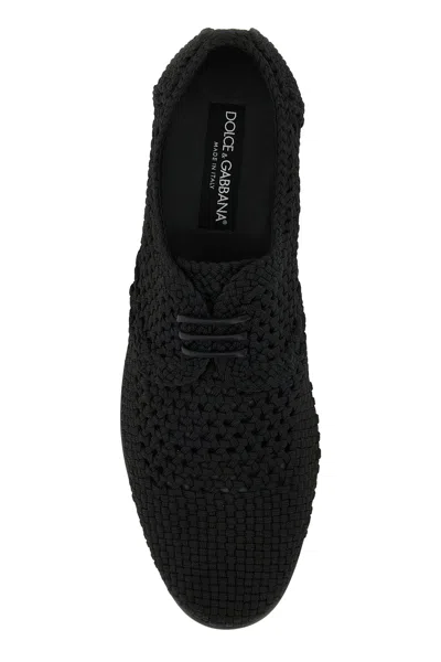 Dolce & Gabbana Black Woven Fabric Derby