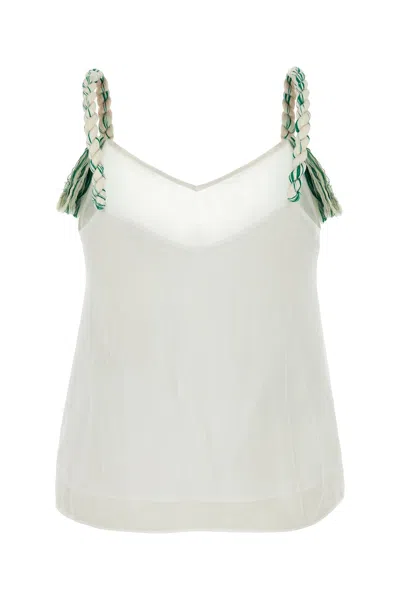 Jw Anderson Tulle Top With Braided Straps And V Neckline