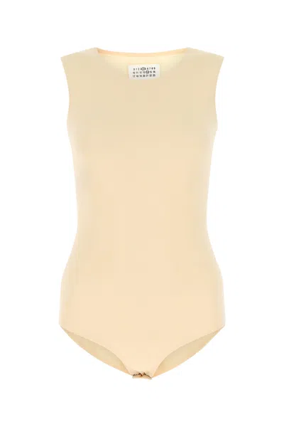 Maison Margiela Womens Skin Round-neck Short-sleeve Stretch-woven Bodysuit In Neutral
