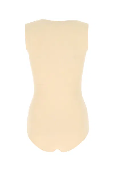 Maison Margiela Womens Skin Round-neck Short-sleeve Stretch-woven Bodysuit In Neutral