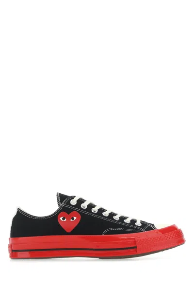Shop Comme Des Garçons Play Comme Des Garcons Play Black Canvas Comme Des Garçons X Converse Sneakers