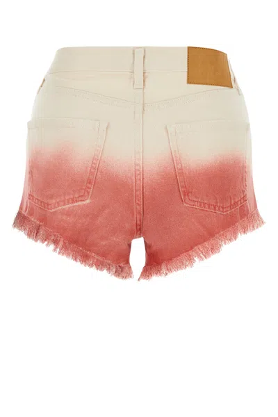 Alanui Papaya Ombre Dip Dye Frayed Denim Shorts