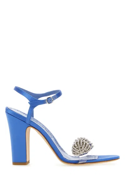 Manolo Blahnik Jewel Embellished Satin Elhob Sandals