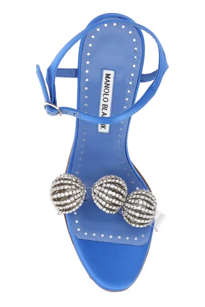 Manolo Blahnik Jewel Embellished Satin Elhob Sandals