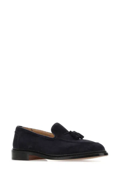 Tricker's Navy Blue Suede Elton Loafers